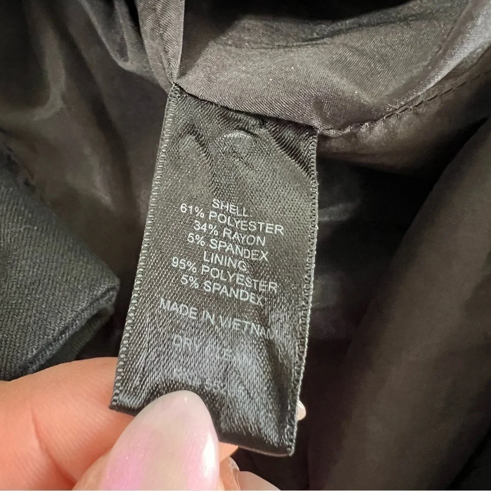 Express Blazer Jacket Women Size 6 Black Button 3/4 Ruched Sleeve Coat  R